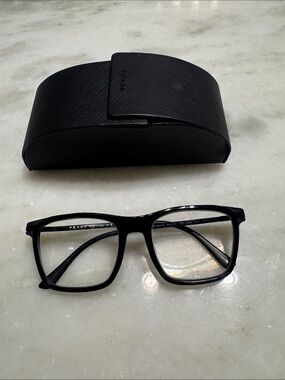 Prada Black Gloss Rectangular Optical Glasses with Case